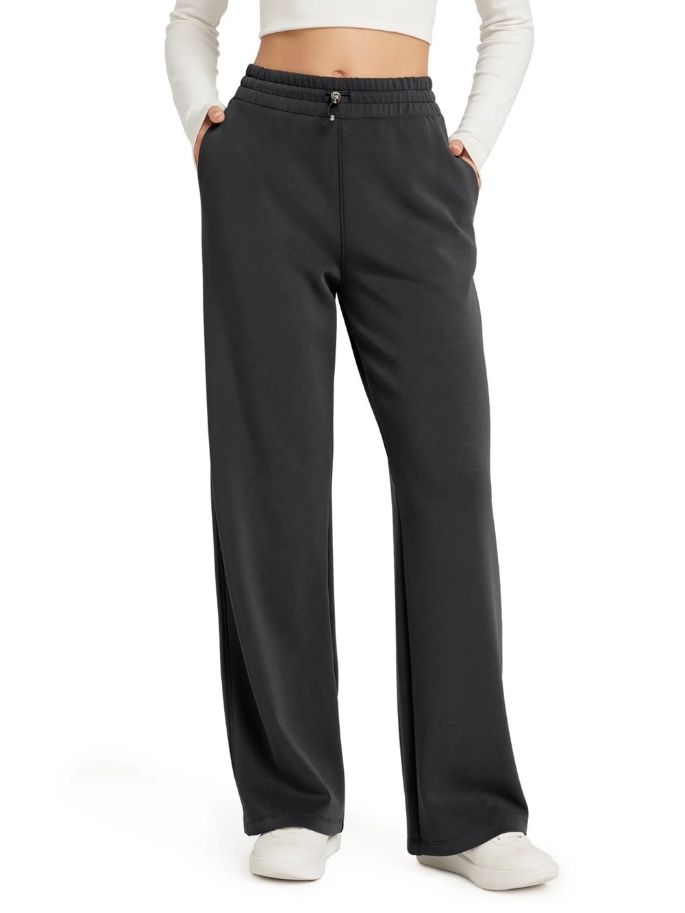 Ododos Adjustable Shockcord High Waist Lounge Pants w/Pockets Black Small NWT